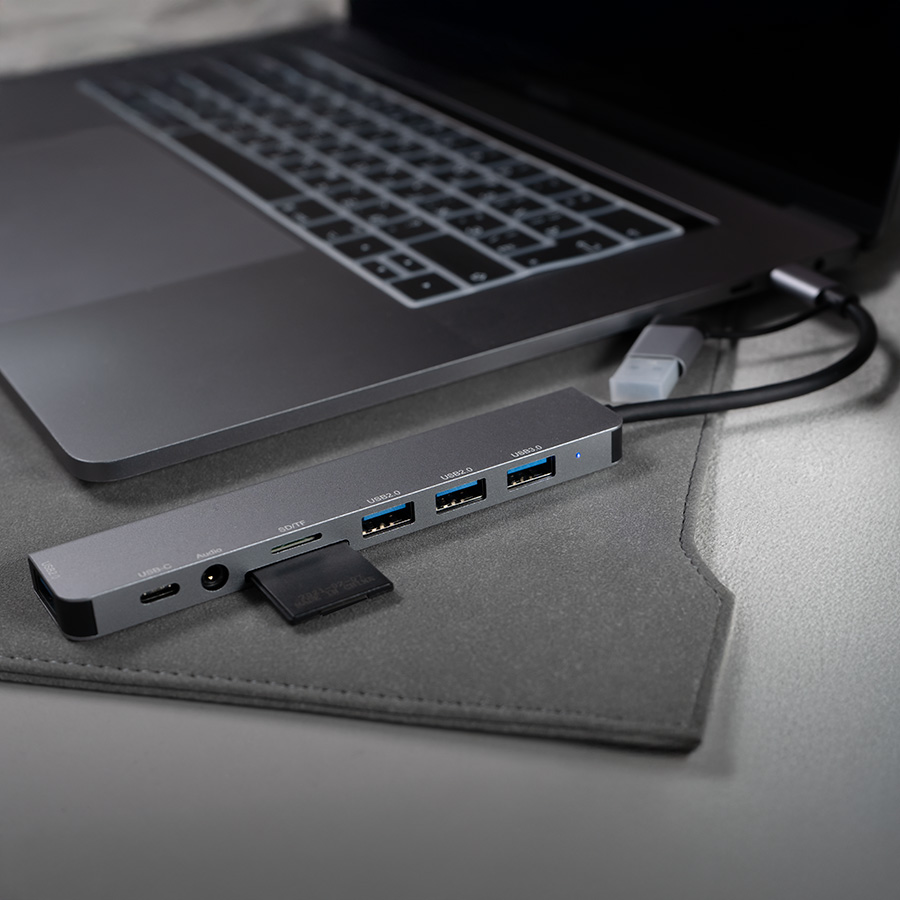 USB-хаб ROOT 8 в 1, серый, алюминий, серый-4