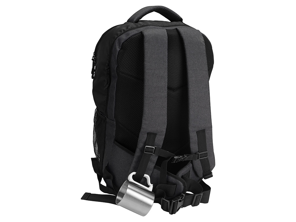 Стальная кружка Climber с пластиковой ручкой, серебристый/белый-1