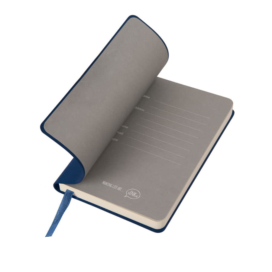 Бизнес-блокнот FUNKY, формат A6, в клетку, темно-синий, серый-4