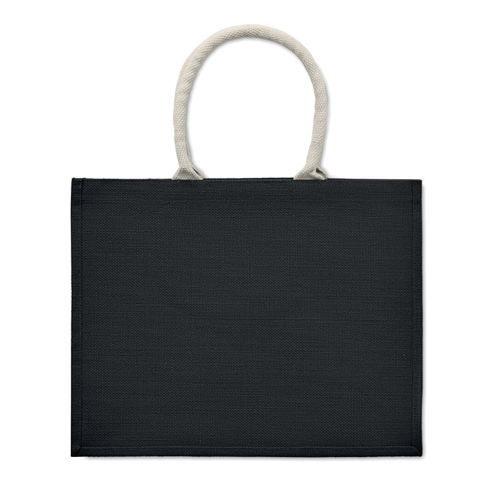 Jute bag with cotton handle, черный-1