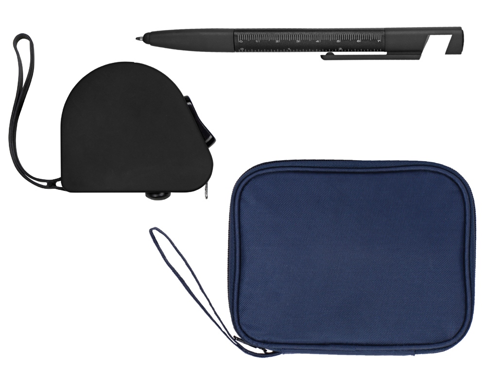 Подарочный набор с ручкой и рулеткой, черный-0