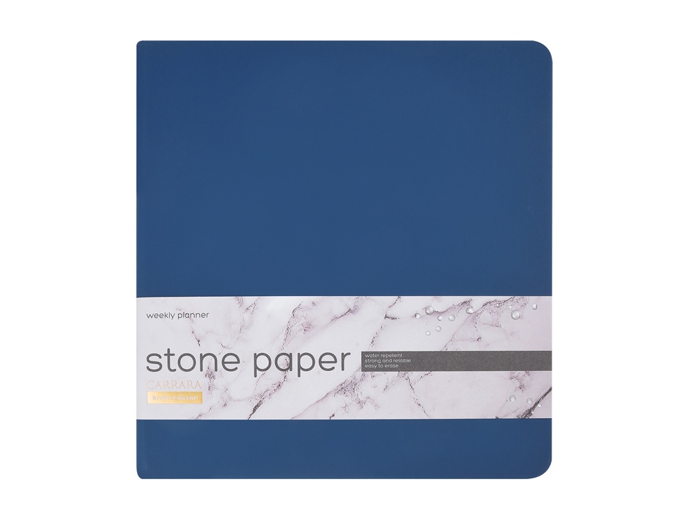 Еженедельник с каменной бумагой А5+ Carrara, темно-синий-1