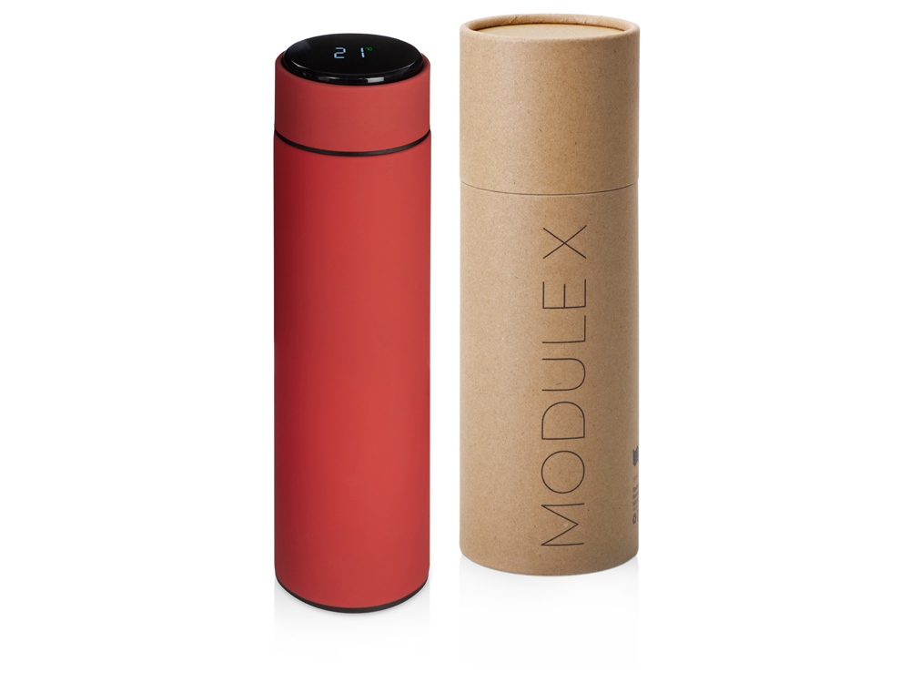 Вакуумный термос Module X с индикатором температуры, 500 мл, тубус, красный-0