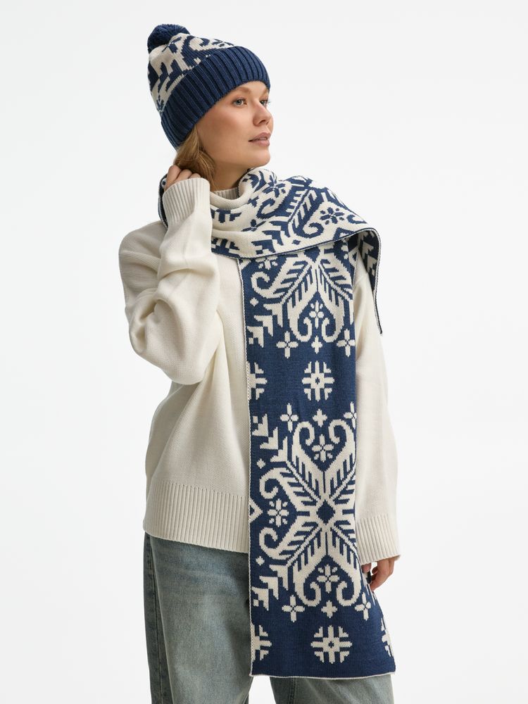 Шапка Wintertude, синяя с белым-6