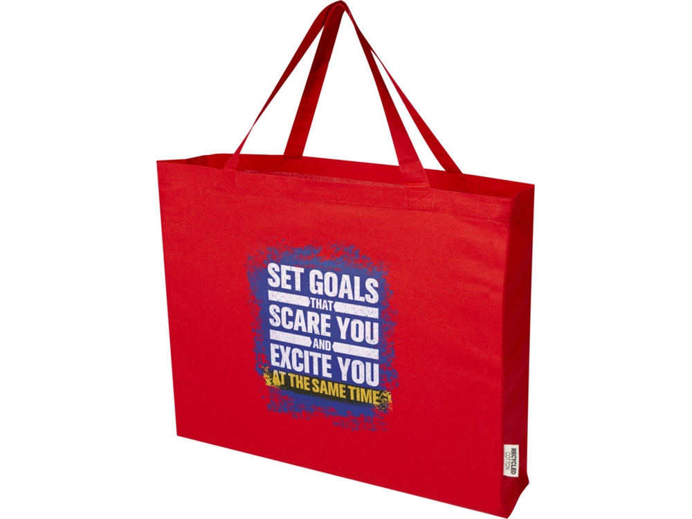 Odessa большая эко-сумка из переработанного хлопка, сертифицированного согласно GRS, плотностью 220 г/м² - Красный-5