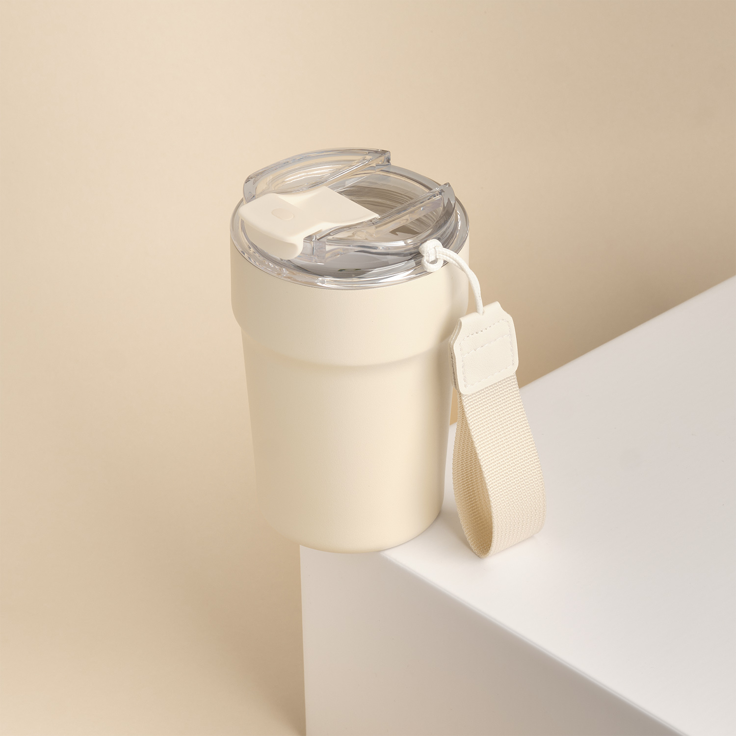 Термокружка вакуумная Монако (Monaco), бежевый-11