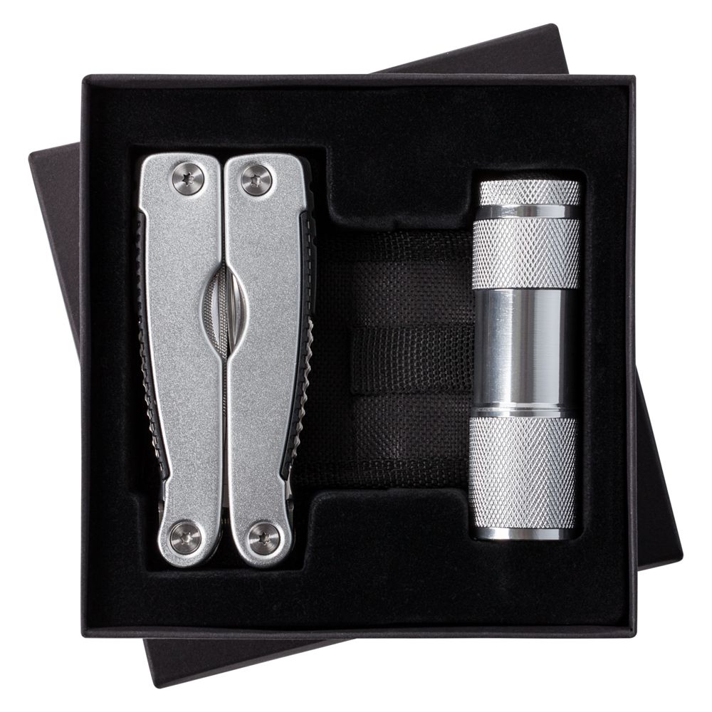 Набор Handmaster: фонарик и мультитул, серебристый-0