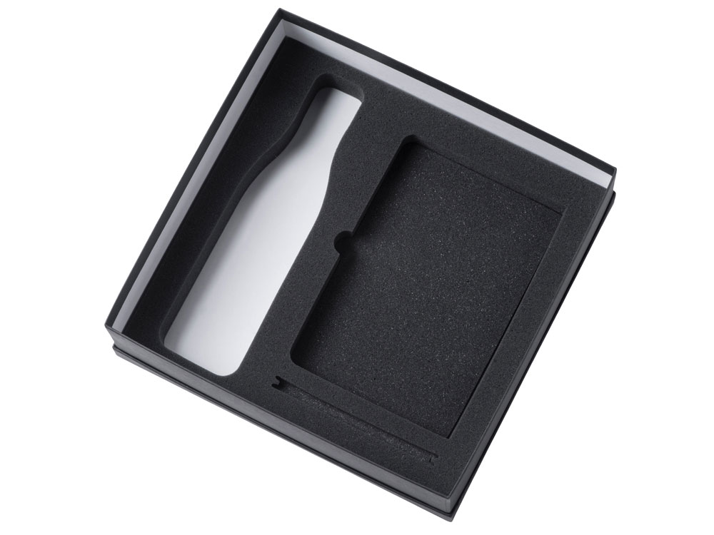 Подарочный набор с блокнотом С3, металлической ручкой и термобутылкой, темно-синий-3