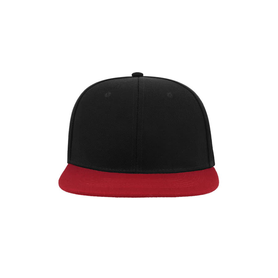 Бейсболка SNAP BACK, 6 клиньев, пластиковая застежка, черный, красный-4