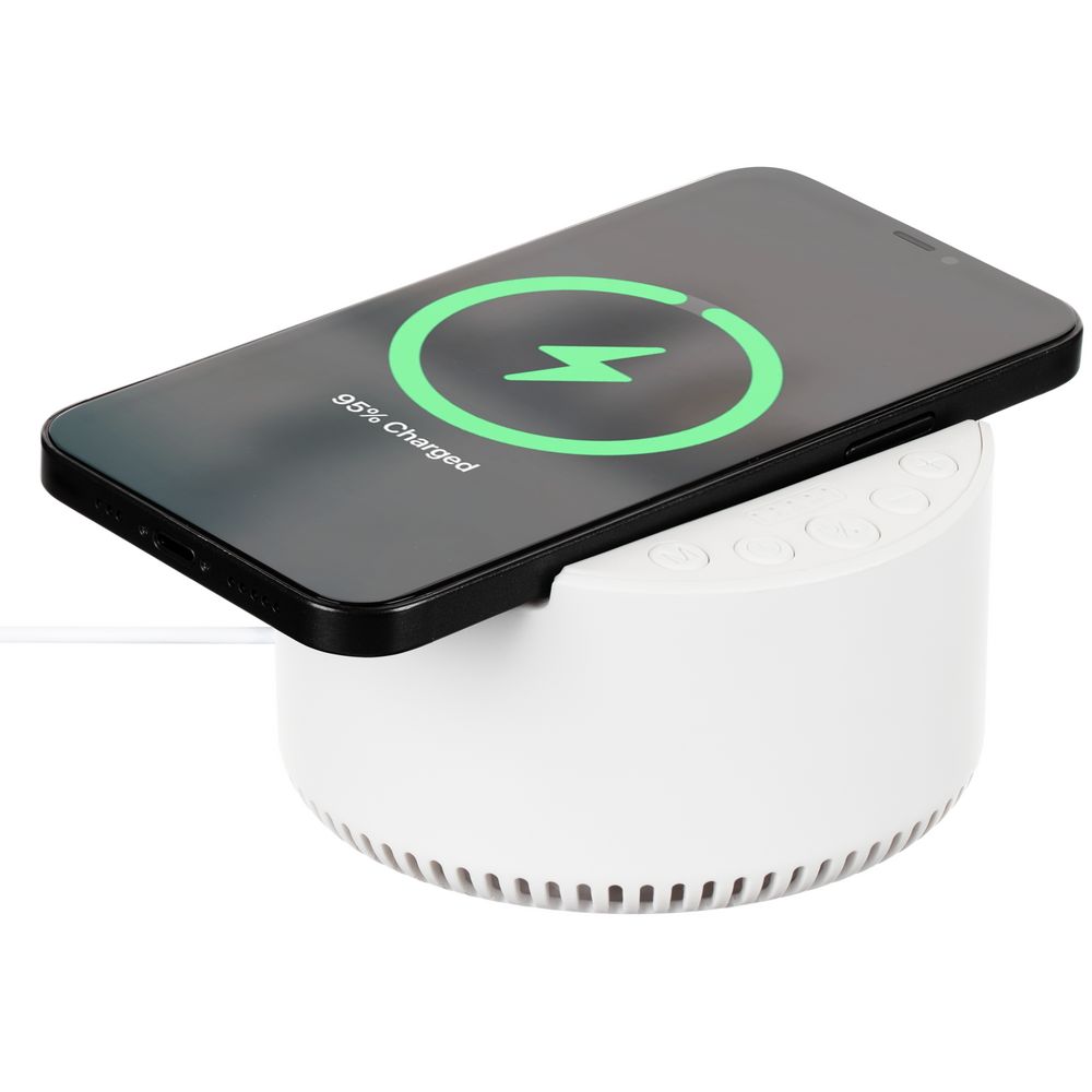 Bluetooth-колонка с беспроводной зарядкой relaxTime, белая-1