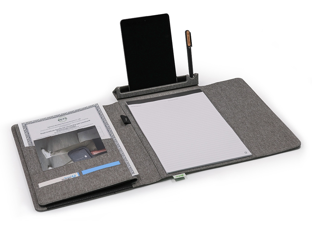 Портфолио А4 из RPET с отделением для ноутбука NotyFolio Eco, 20 л FSC бумаги, серый-0