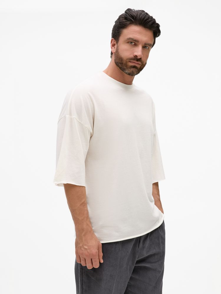 Футболка унисекс оверсайз T1, молочно-белая-0