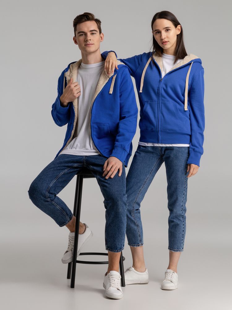 Толстовка унисекс на молнии Sherpa 280, ярко-синяя-10