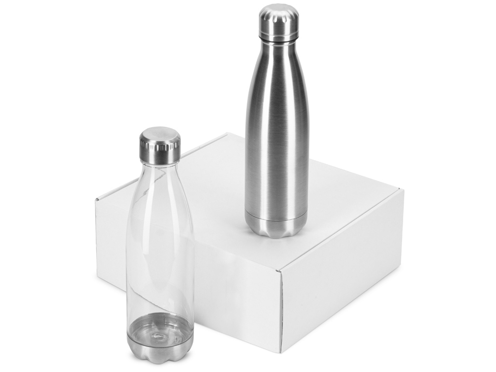 Подарочный набор с термосом и бутылкой Bottle set, серебристый-0