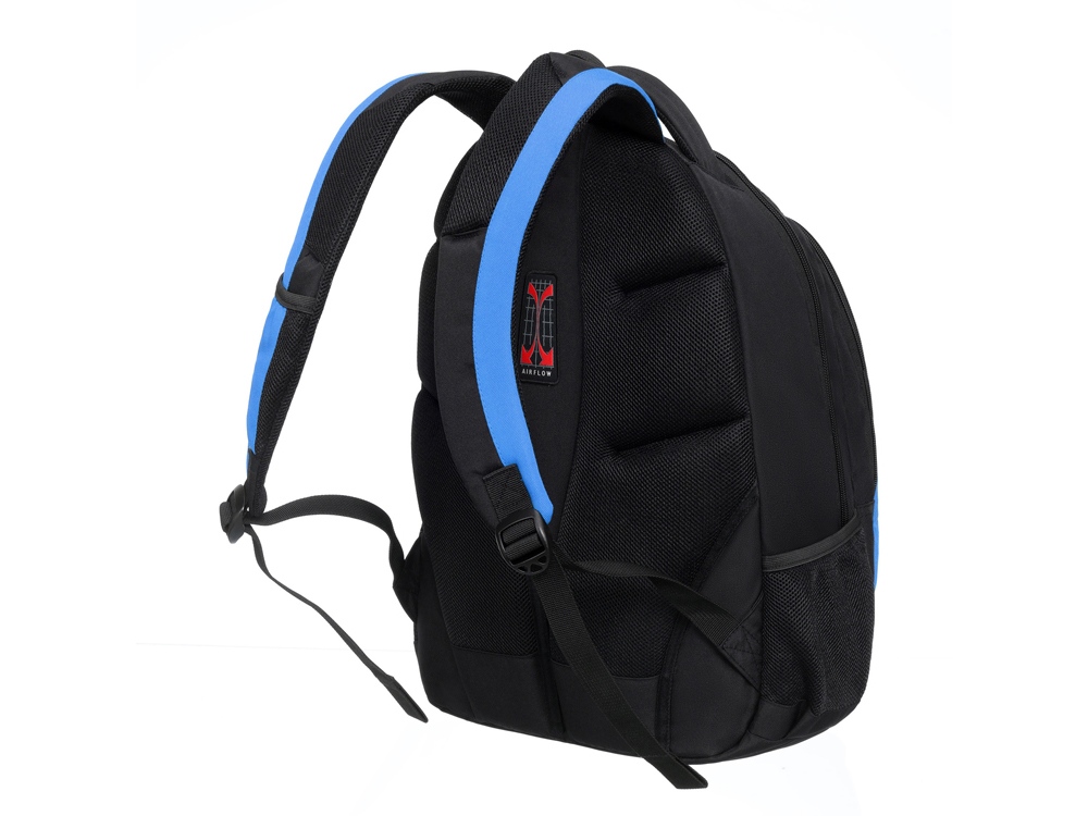 Рюкзак TORBER РАКЕТА с отделением для ноутбука 15, черный/синий, полиэстер, 33х19х45 см, 28 л-2