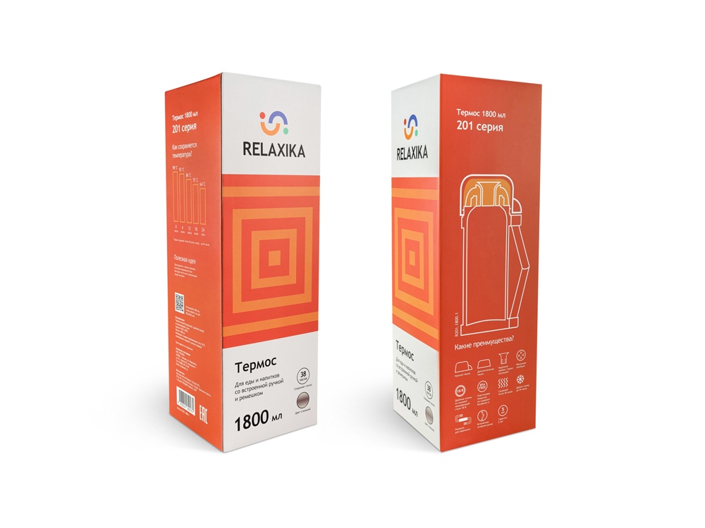 Термос универсальный (для еды и напитков) Relaxika 201, 1800 мл, стальной-14