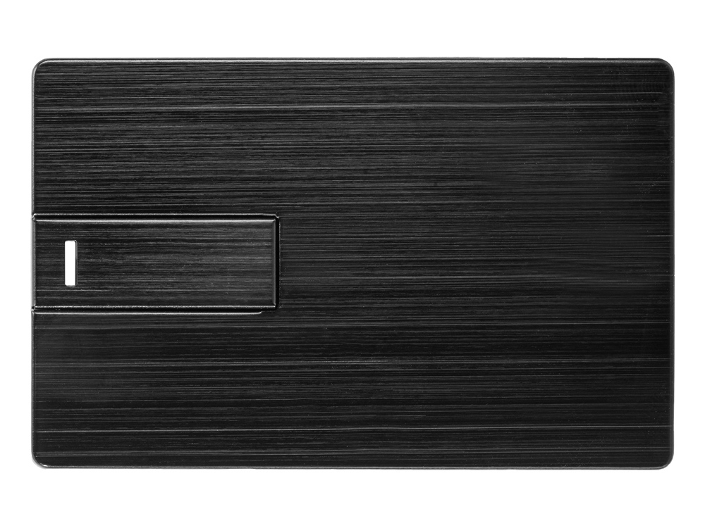 Флеш-карта USB 2.0 16 Gb в виде металлической карты Card Metal, черный-2