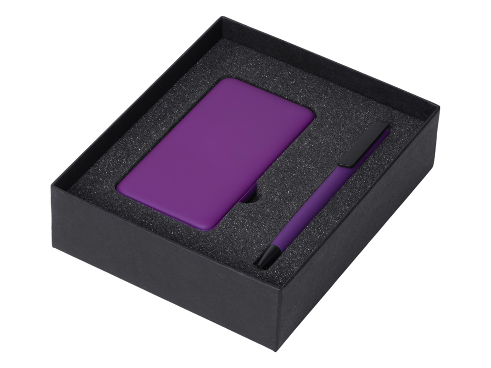 Подарочный набор c пластиковой ручкой, повербанком С1, 5000 mAh, фиолетовый-1