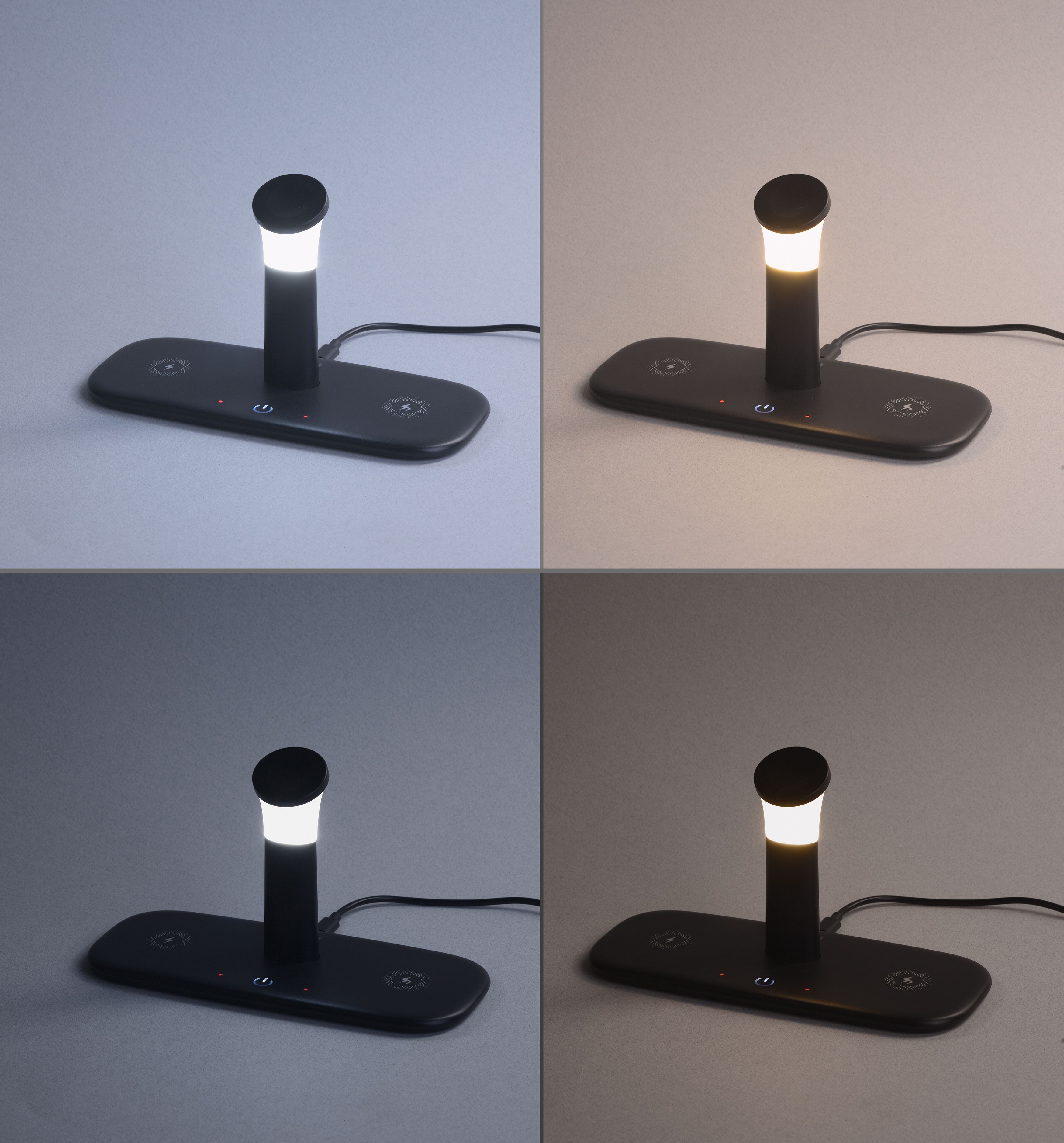 Настольная беспроводная (15W) зарядная станция "Bridge" для часов, наушников, смартфонов, с лампой-5