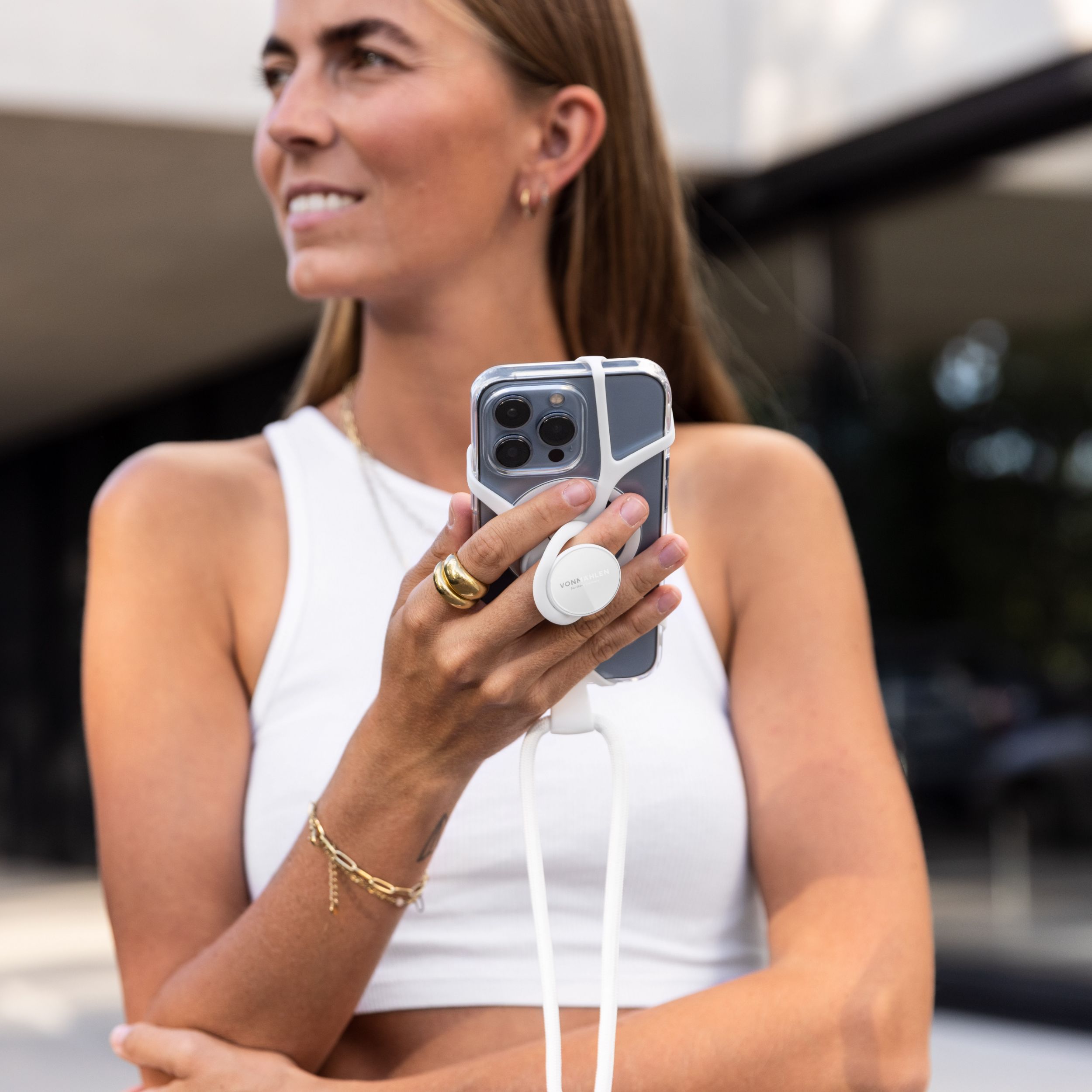 Ремешок-держатель для телефона с поп-сокетом Infinity Plus, белый-7