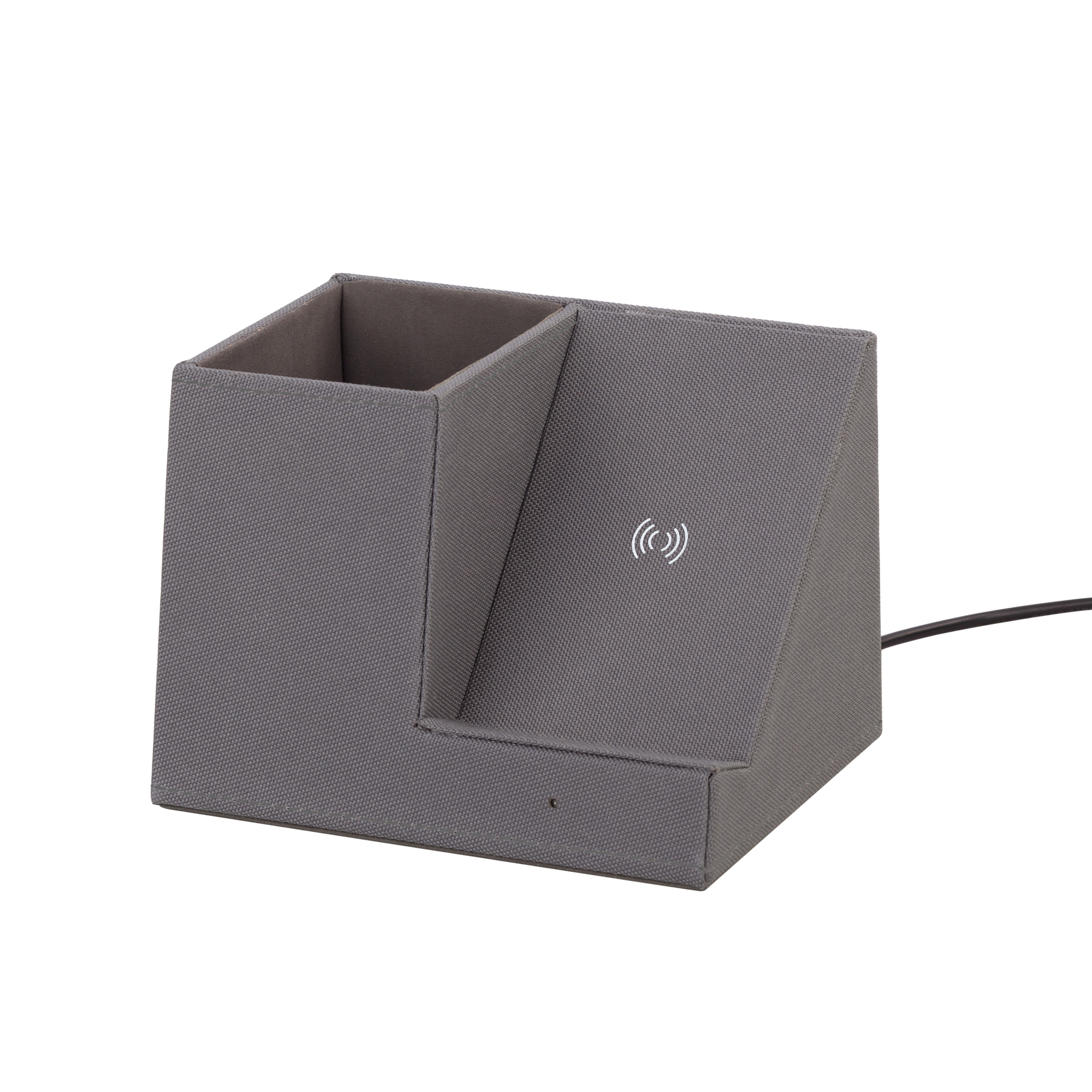 Карандашница "Cool Gray" с беспроводным зарядным устройством, переработанный пластик (RPET)-2