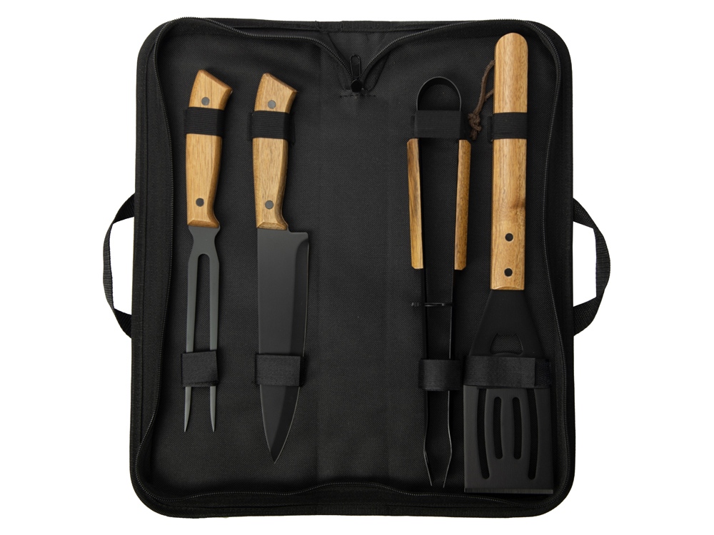 BBQ набор из акации, черный-1