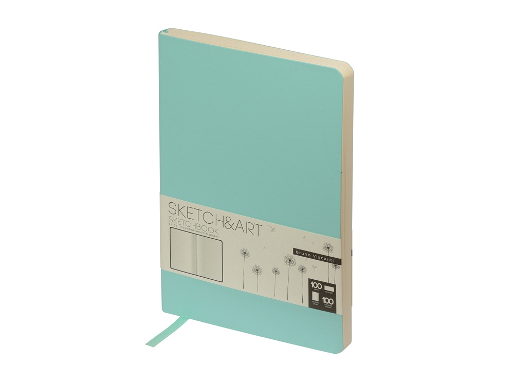 Скетчбук Sketch & Art в мягком переплете 140х210 мм, 100 л. бежевой бумаги 100 гр., мятный-0
