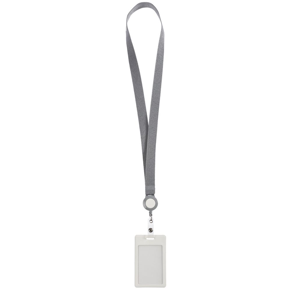 Чехол для пропуска с лентой и ретрактором Devon, белый-1
