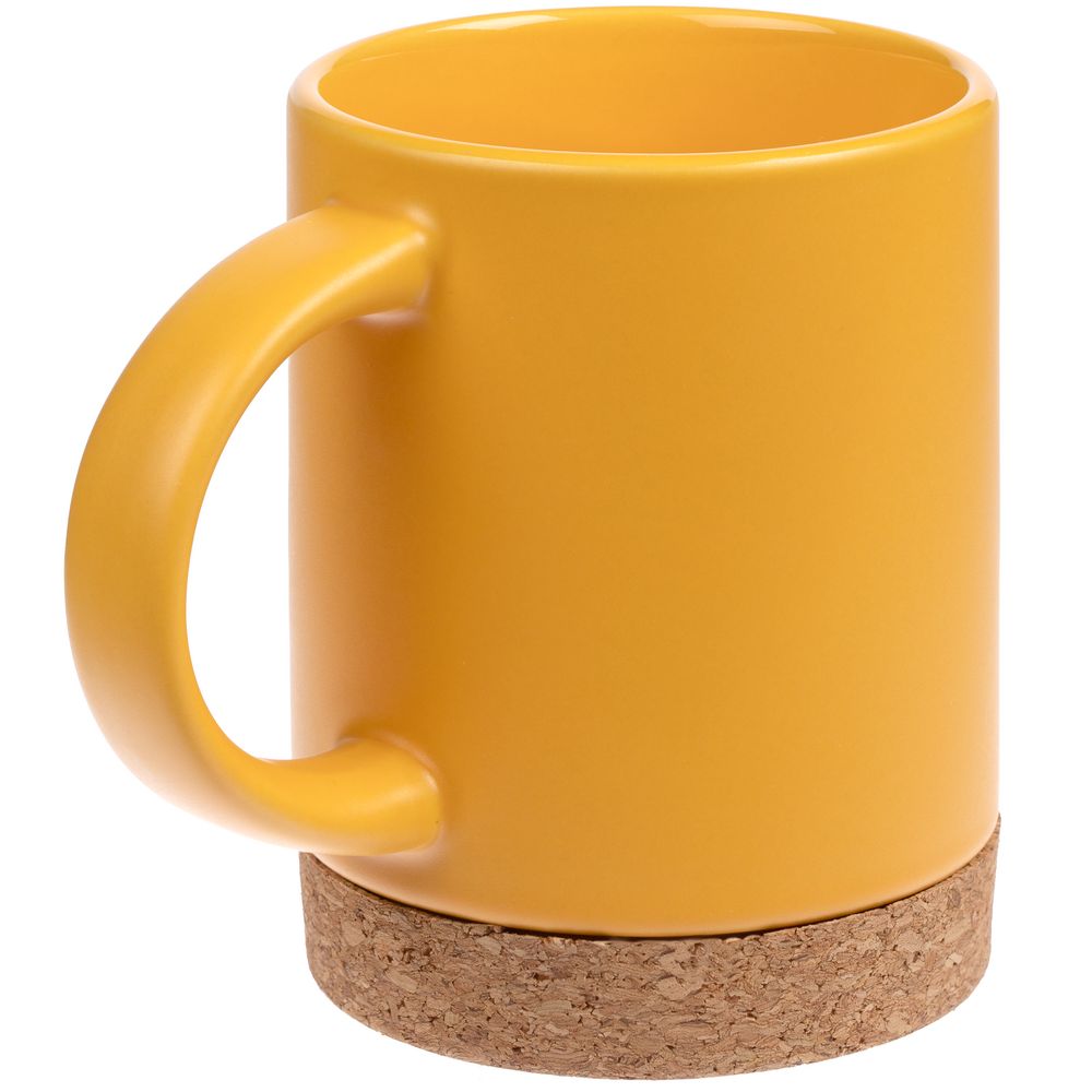 Кружка с пробковой подставкой Corky, желтая-2