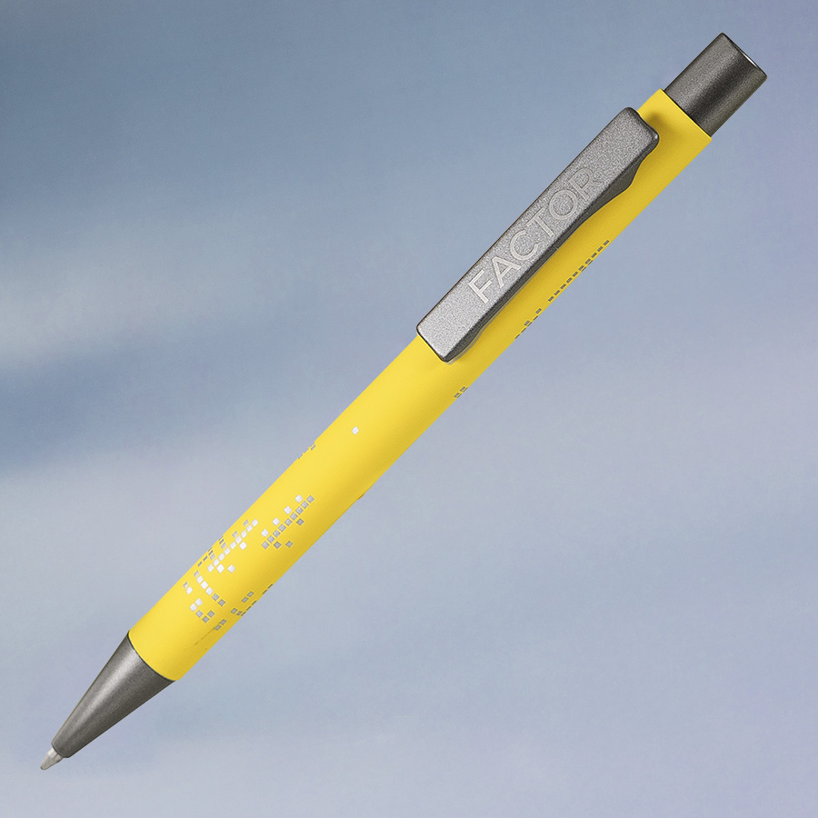 Ручка шариковая FACTOR, желтый, серый-3