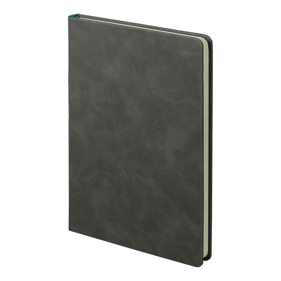 Ежедневник недатированный Muse, темно-серый, А5, с бирюзовой декоративной полосой, блок в линейку, темно-серый-1