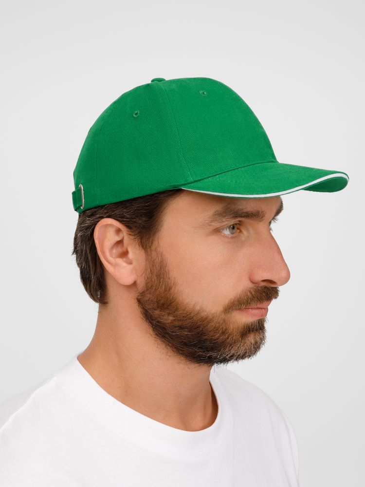 Бейсболка Buffalo, ярко-зеленая с белым-4