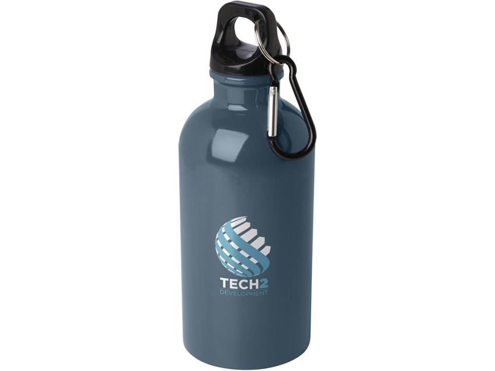 Одностенная бутылка для воды с карабином Oregon, изготовленная из нержавеющей стали, сертифицированной по стандарту RCS, объемом 400 мл - Hale Blue-3