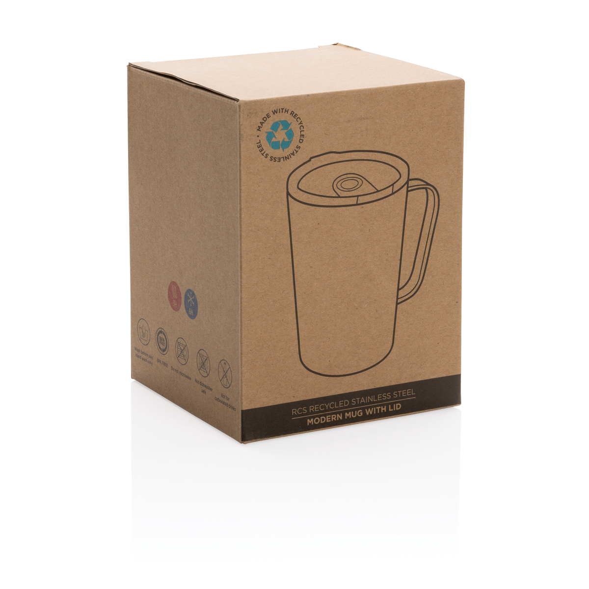 Термокружка из переработанной нержавеющей стали с ручкой (стандарт RCS), 420 мл-12