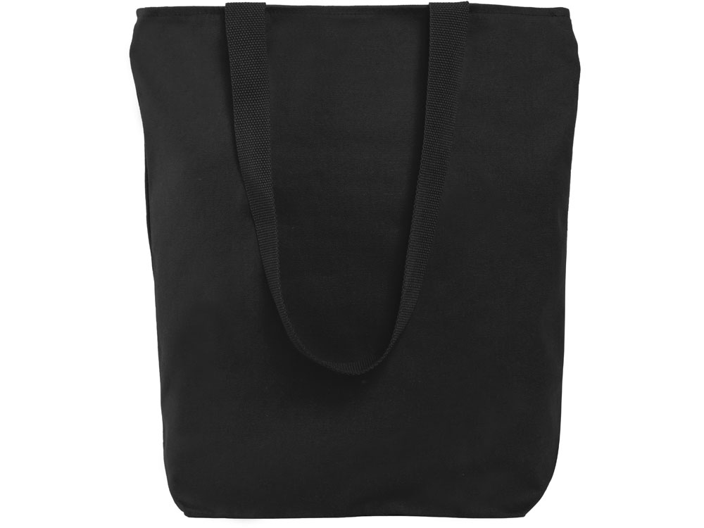 Сумка на молнии Zipper из хлопка 280 г c карманом на молнии спереди, черный-2