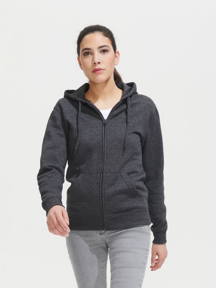 Толстовка женская на молнии с капюшоном Seven Women, черная-4