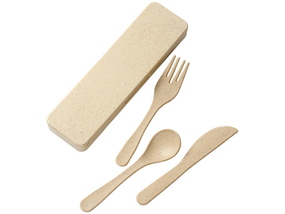 Набор столовых приборов Bamberg из бамбукового волокна, бежевый-3