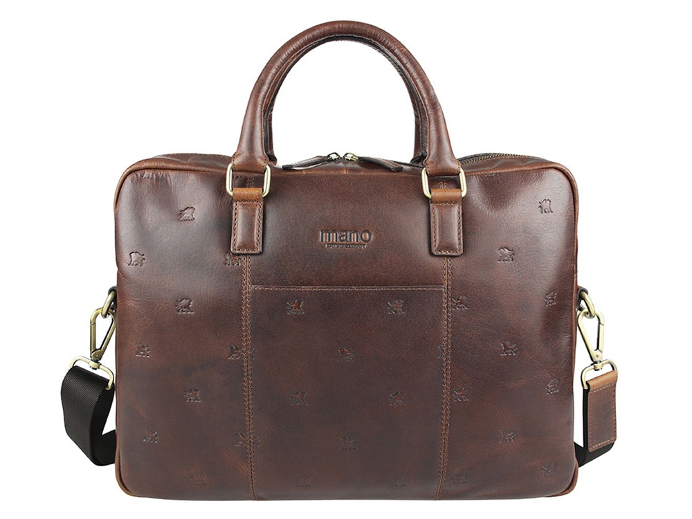 Сумка Mano Don Leon, натуральная кожа в коричневом цвете, 41 х 29,5 х 8,5 см-0