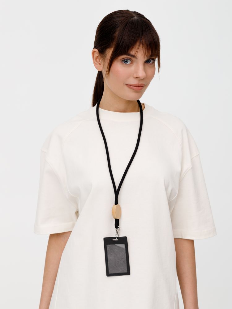 Шнурок для бейджа Tube Wood, черный-4