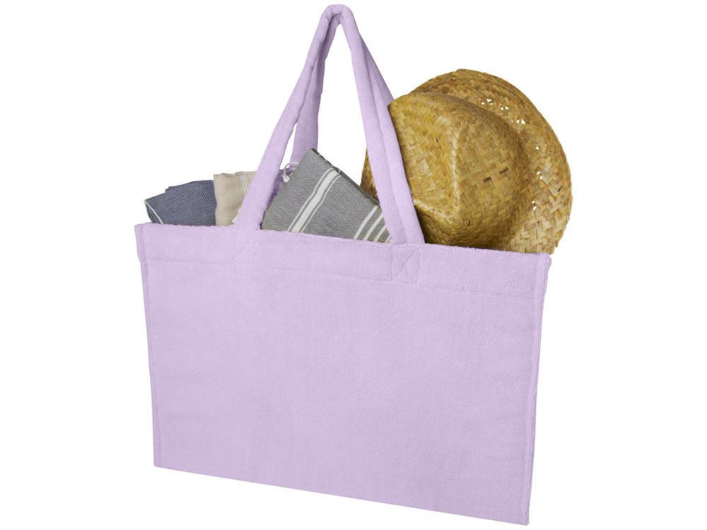 Пляжная эко-сумка Siam объемом 13 л из переработанной махровой ткани, сертифицированной GRS - Lilac-2