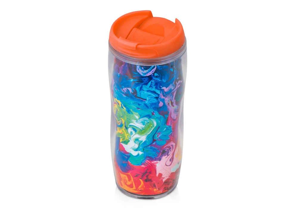 Термокружка Mony 400мл, под цифровую печать, прозрачный/оранжевый-7