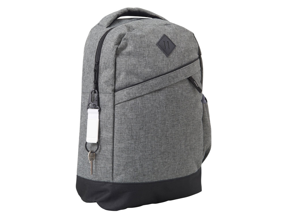 Брелок-ремувка Carabinier из ткани с вставкой из экокожи и карабином, белый-2