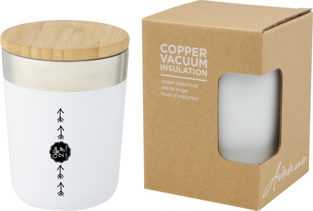 Lagan Кружка с медной вакуумной изоляцией объемом 300 мл и бамбуковой крышкой, белый-6