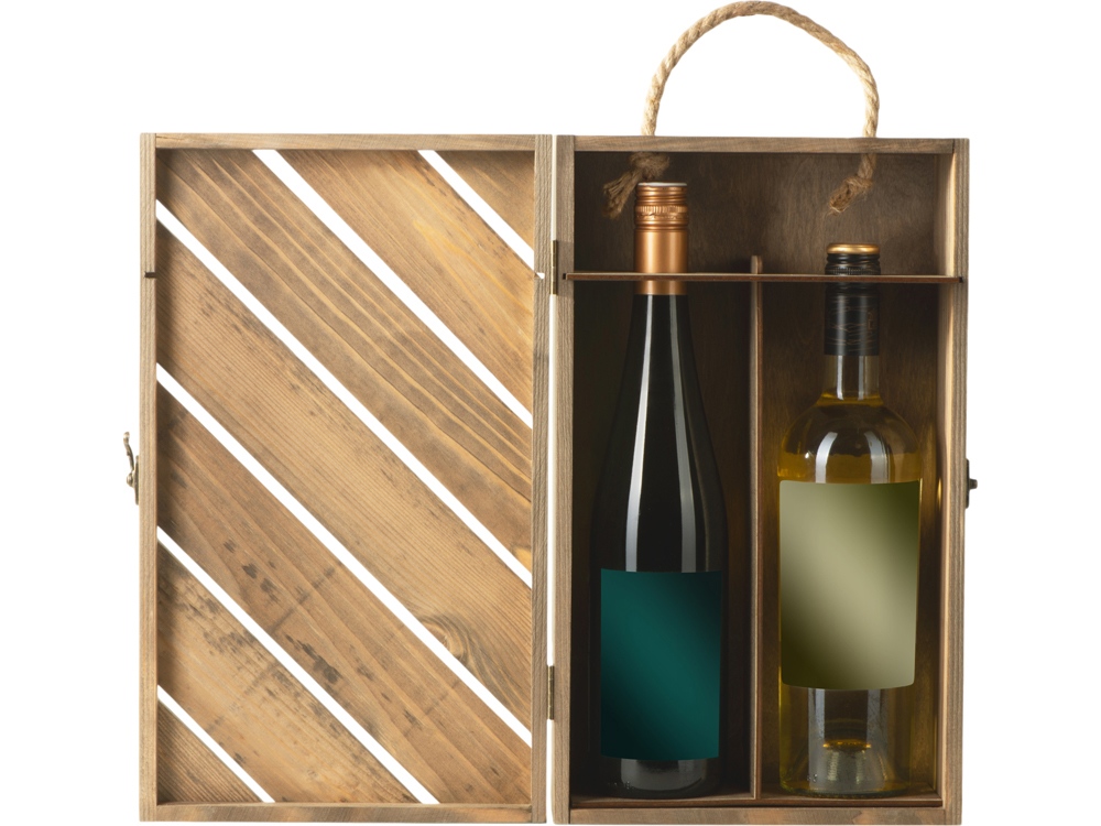 Коробка подарочная из массива дерева для 2х бутылок-6