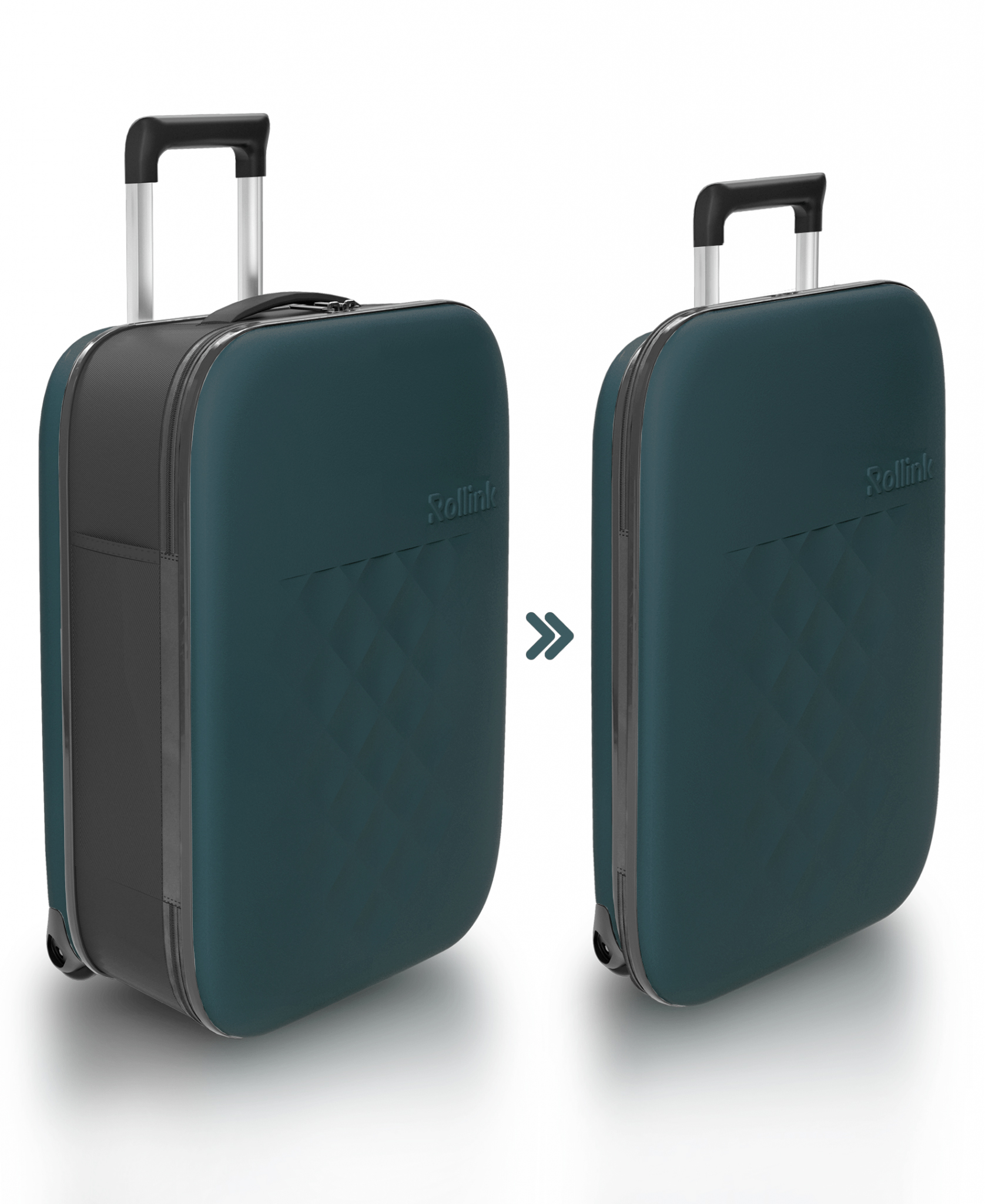 Чемодан складной Rollink Vega II 55x40x20 см, 2 колеса, сине-зеленый-0