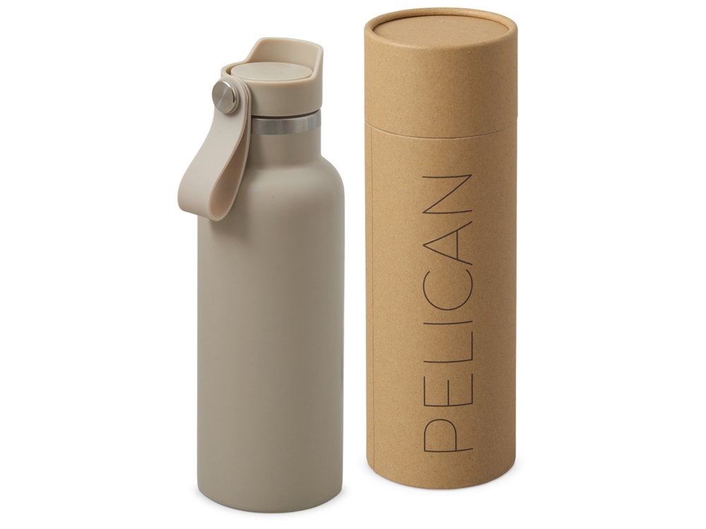 Вакуумная термобутылка Pelican, 500 мл, бежевый-0