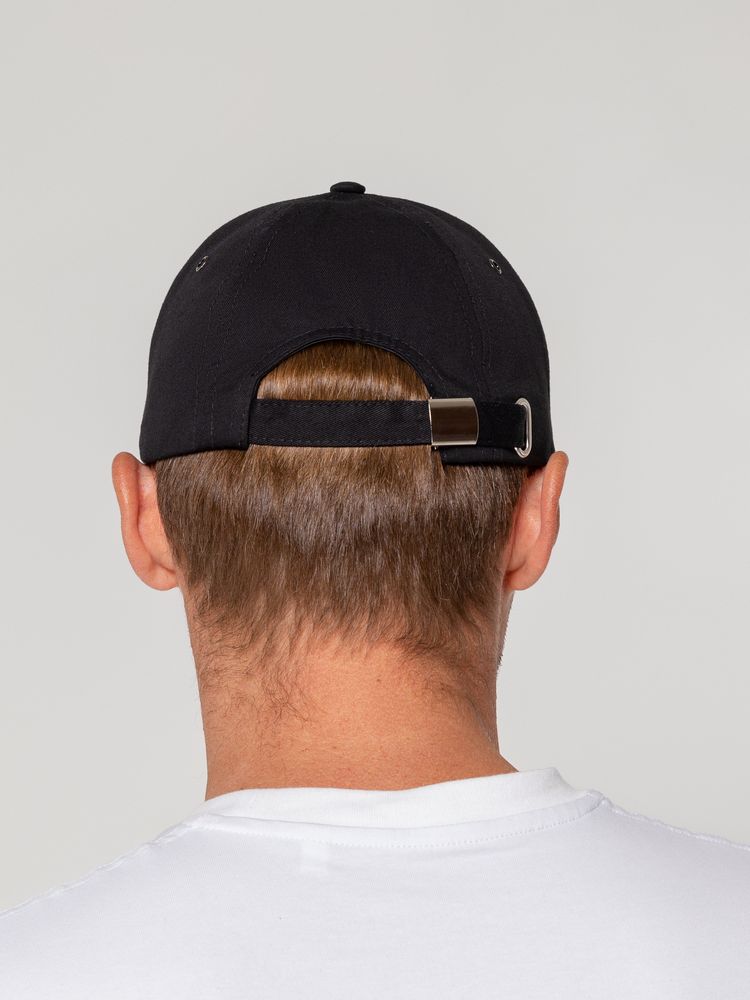 Бейсболка Canopy, черная с белым кантом-5