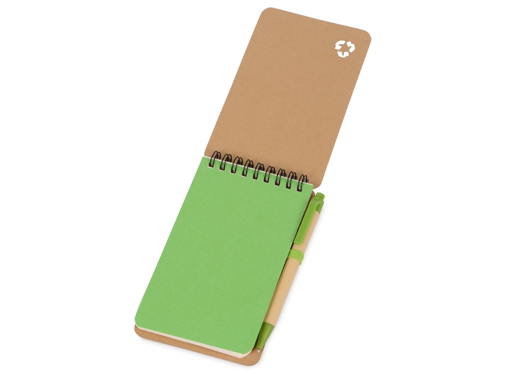 Набор канцелярский с блокнотом и ручкой Masai, 70 л. нелинованных, зеленое яблоко-1