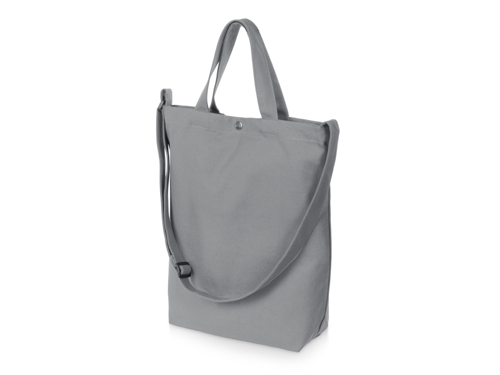 Сумка Helfer из хлопка на кнопке с регулирующейся лямкой, серый-0