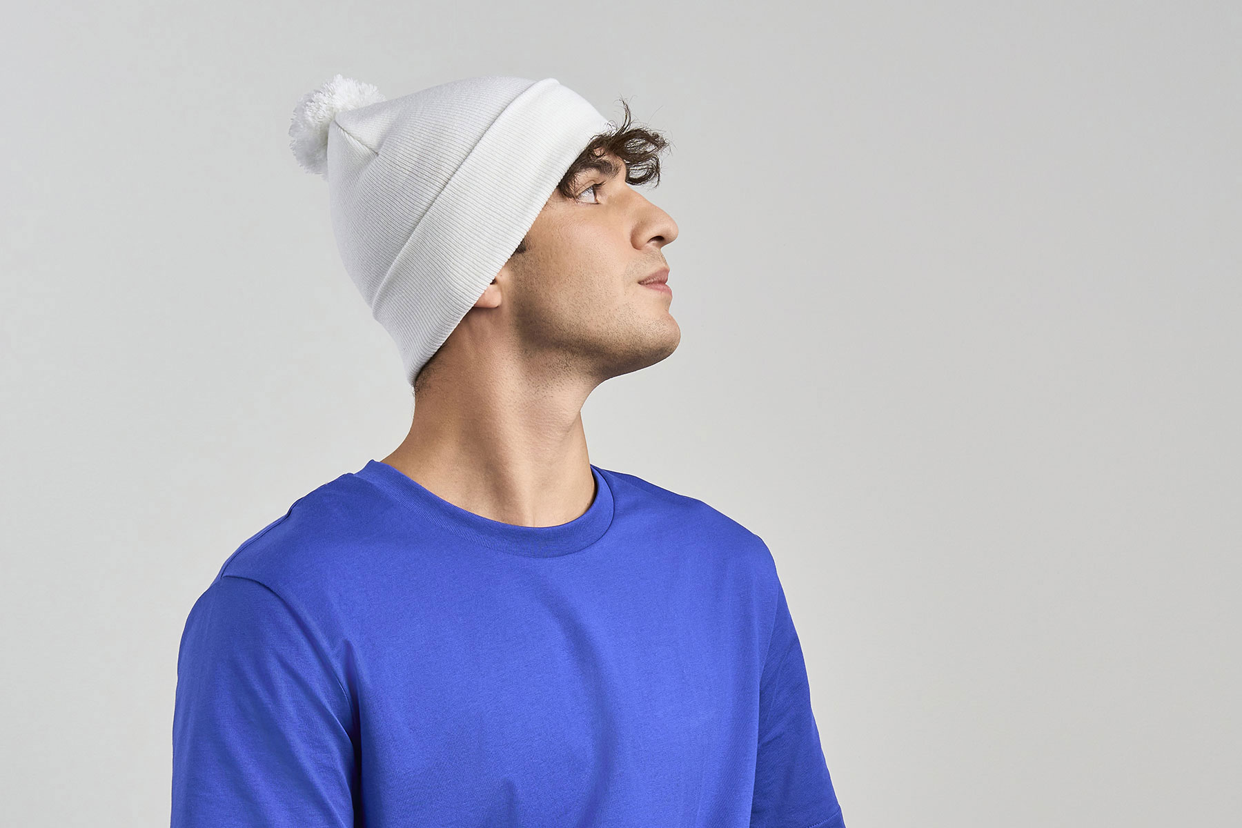 Шапка вязаная  двойная Wind-S с помпоном, бежевый-3